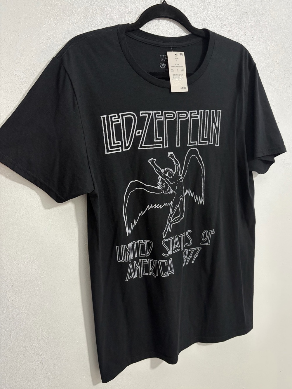 NWT Led Zeppelin United States of America 1977 Tour Black Graphic Tee Size M